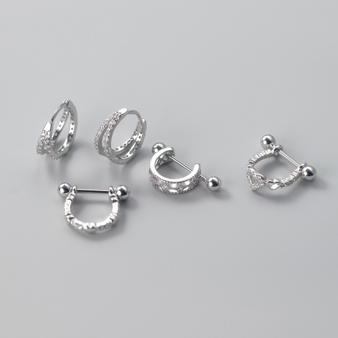 925 Sterling Silver CZ Hoop Earring In Different Designs